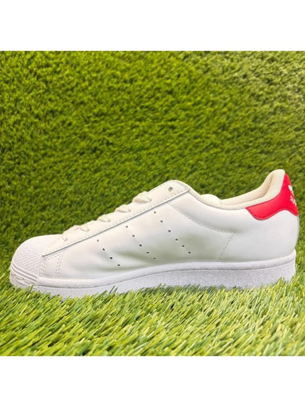 Adidas Stan Smith Low Boys Size 5.5Y White Red Athletic Leather Shoes Sneakers